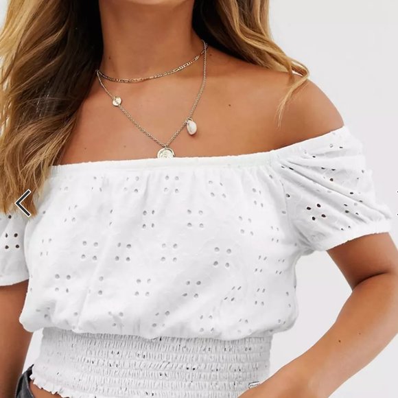 Hollister Bardot Off the Shoulder Black Top - Picture 3 of 6